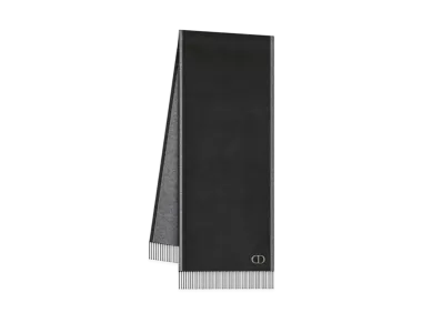 Dior Double-Sided CD Icon Scarf Silk "Black/Gray"