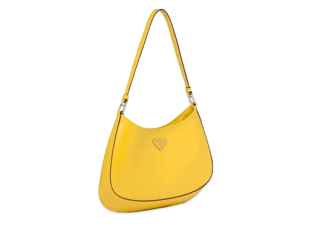 PRADA Cleo Brushed Leather Shoulder Bag "Bright Yellow"