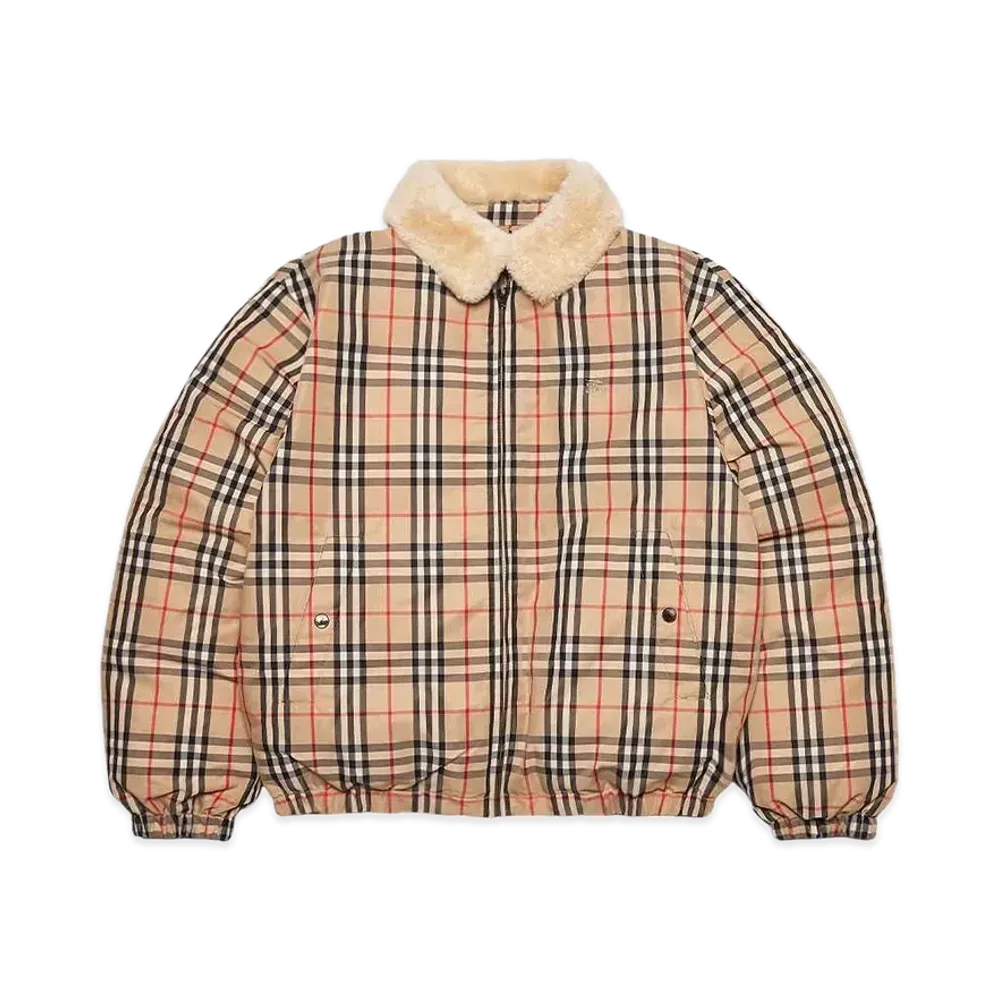 Supreme x Burberry Shearling Collar Down Puffer Jacket "Beige"