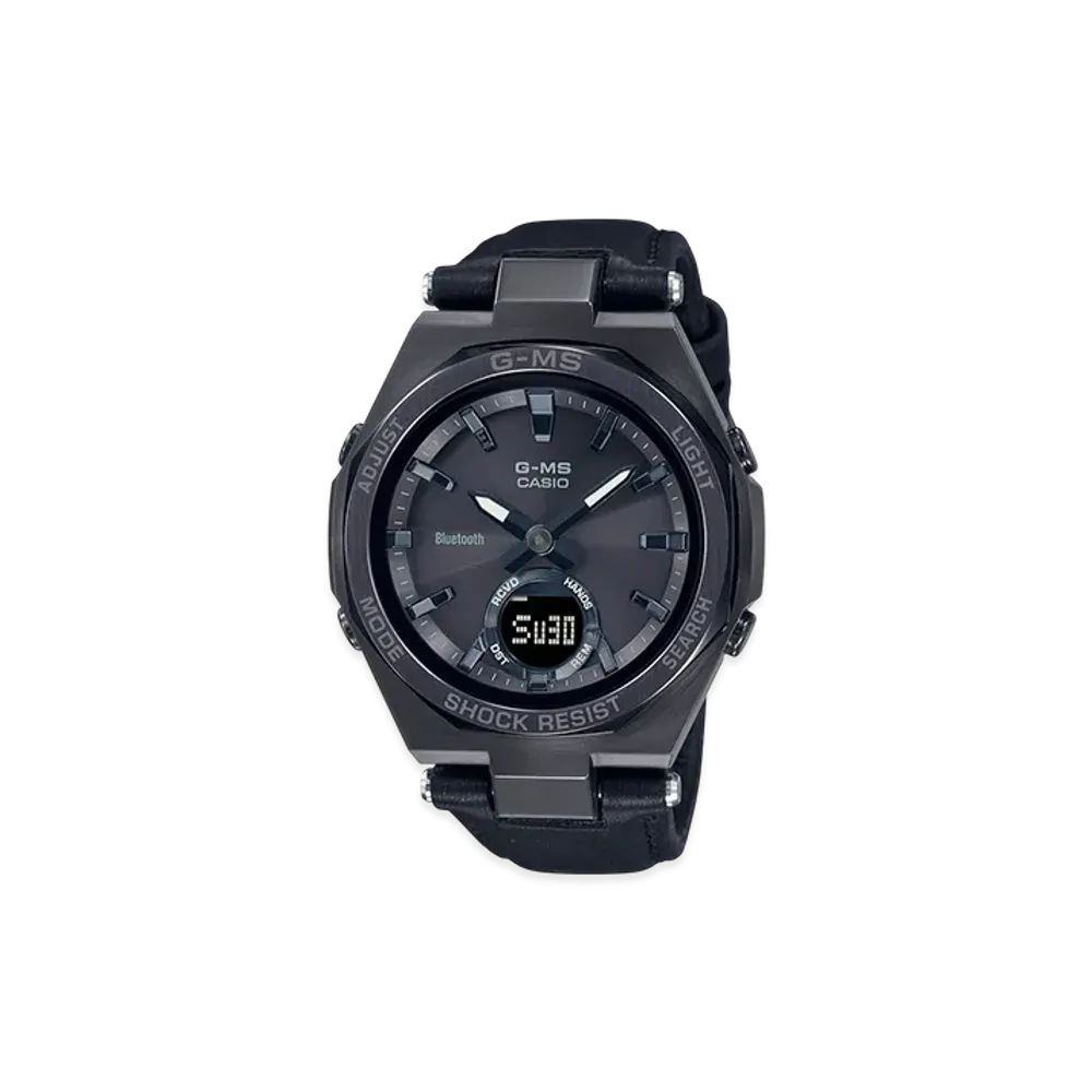 Casio G-Shock G-MS Mobile Link Solar Analog-Digi Leather L Watch "Black"