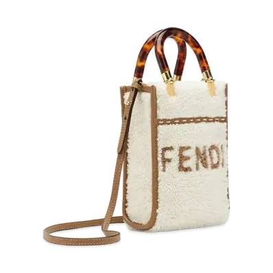 FENDI Mini Sunshine Shopper Sheepskin Mini-Bag "White"