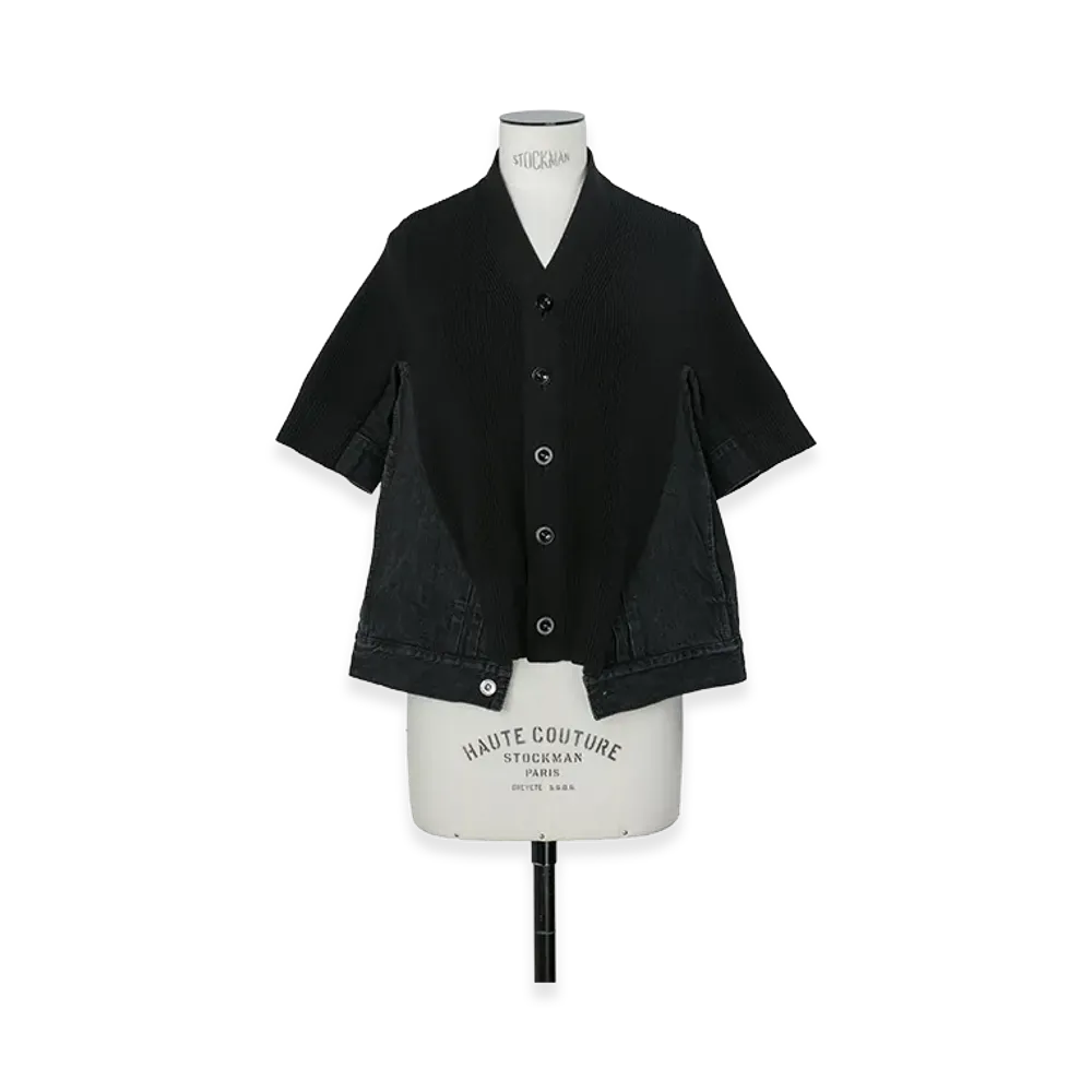 sacai Women's Denim x Knit Cardigan "Black"