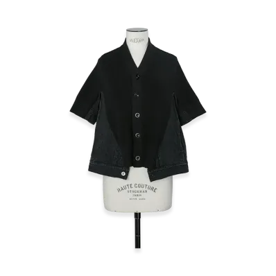 sacai Women's Denim x Knit Cardigan "Black"