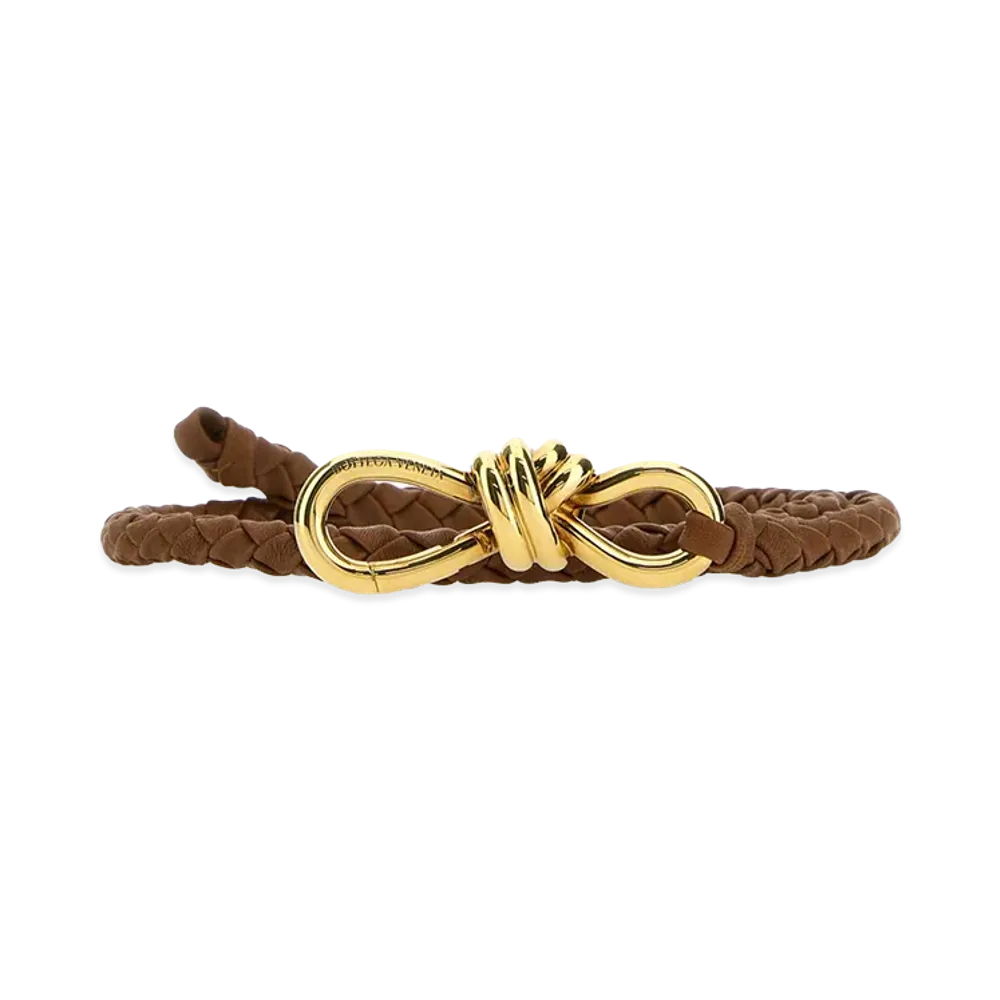 Bottega Veneta Women's Caramel Leather Andiamo Belt "Camel"
