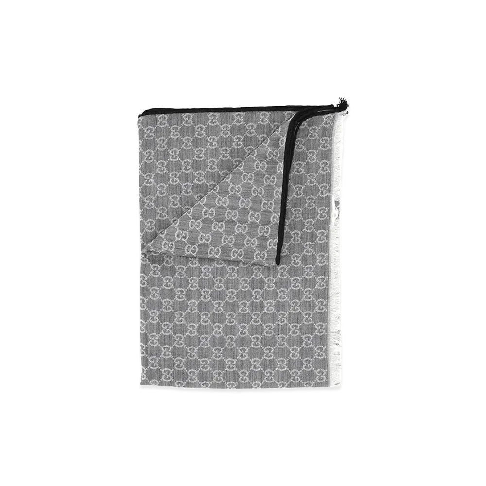 GUCCI GG Wool Silk Jacquard Stole "Flanner"