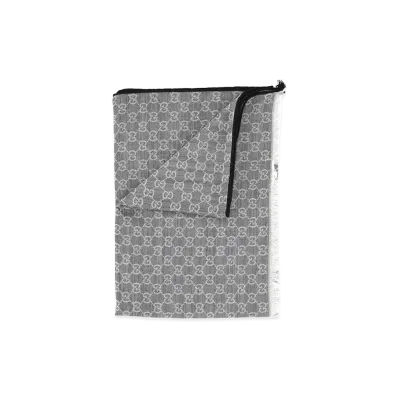 GUCCI GG Wool Silk Jacquard Stole "Flanner"