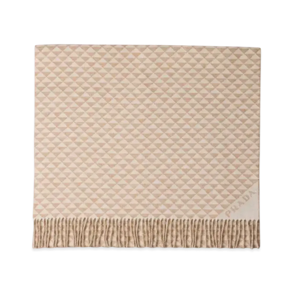 PRADA Symbole Double Wool and Cashmere Stole "Natural"