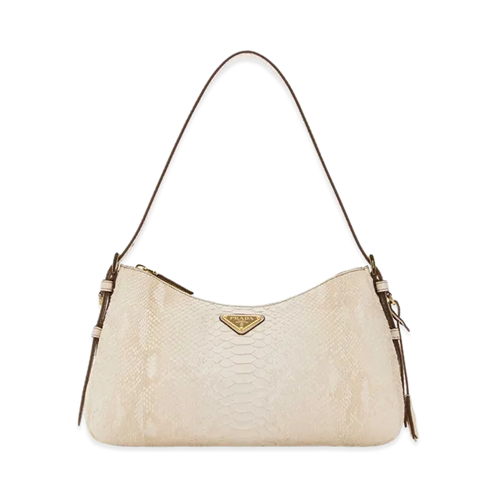 PRADA Women's Leather Aimace Shoulder Bag "Beige"