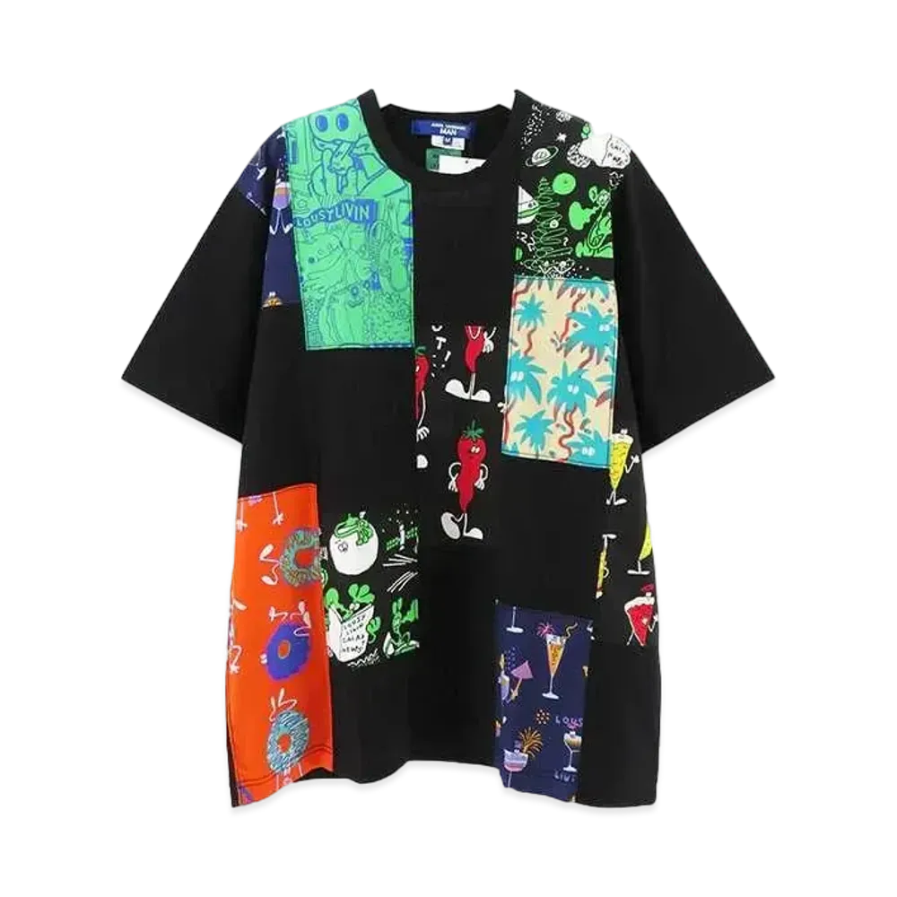 JUNYA WATANABE MAN Cotton Jersey x Cotton Broad Print Mix Lousy Livin W Name T-shirt "Black A"