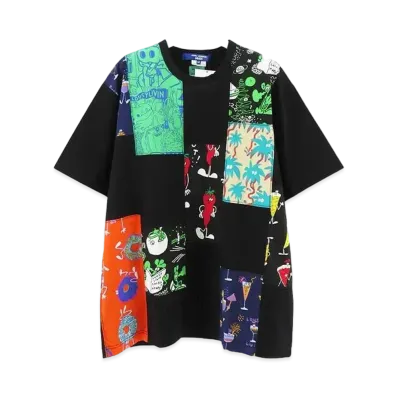 JUNYA WATANABE MAN Cotton Jersey x Cotton Broad Print Mix Lousy Livin W Name T-shirt "Black A"