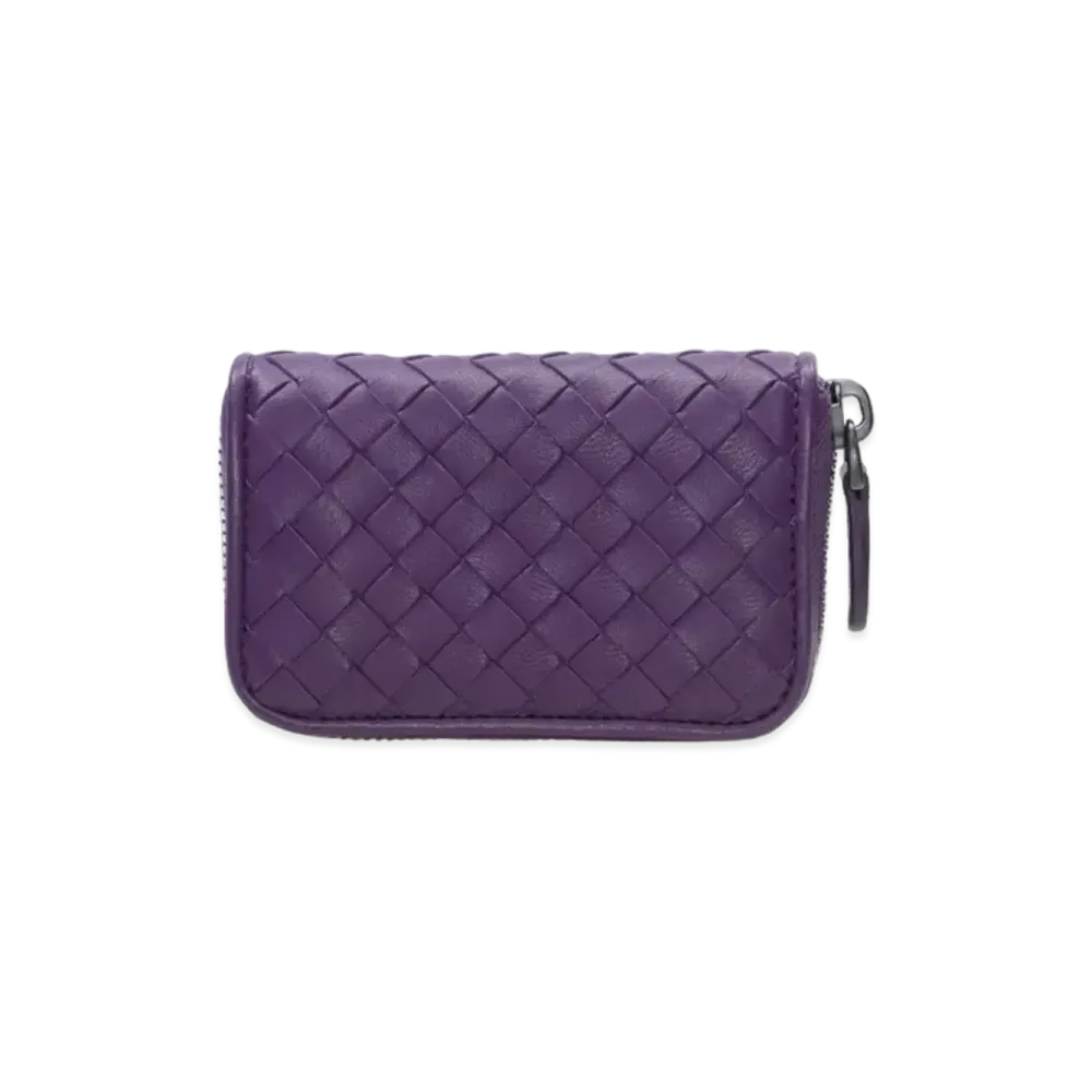 Bottega Veneta Intrecciato Lambskin Zip Around Coin Purse "Monalisa"