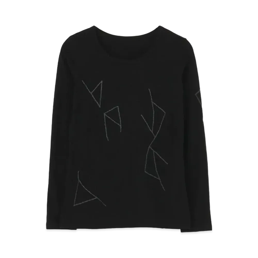 Yohji Yamamoto 30/-ULTIMA LOOSE PS DIAMOND PATTERN PT L-SLV "Black/Black"