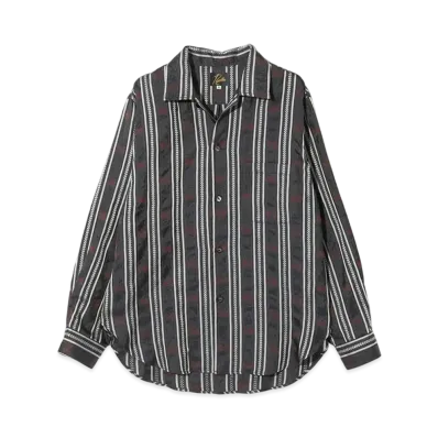 NEEDLES One-Up Shirt - Papillon Stripe Jacquard. "Black"