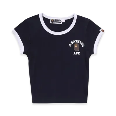 A BATHING APE College Cropped Trim Tee "Black"