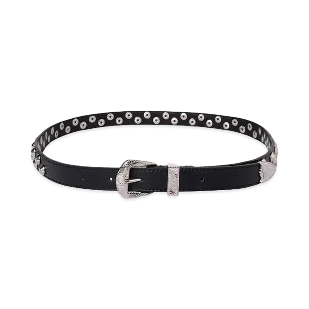 el conductorH LEATHER TRAPEZOID STUDS BELT "BLACK"