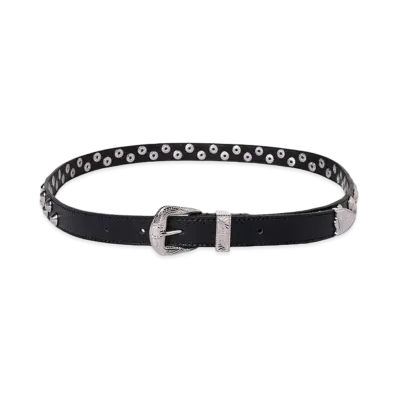 el conductorH LEATHER TRAPEZOID STUDS BELT "BLACK"