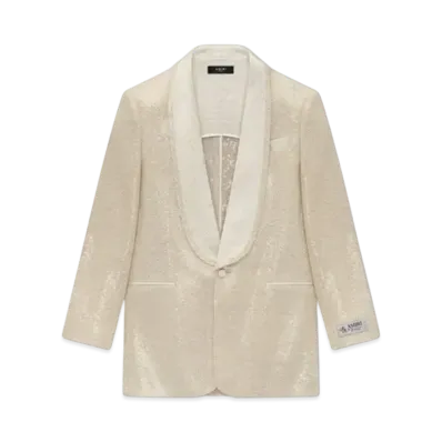 AMIRI Sequin Boucle Shawl Blazer "Champagne"