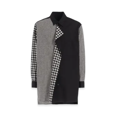 S'YTE Gingham Check Combination Draped Shirt "Black"