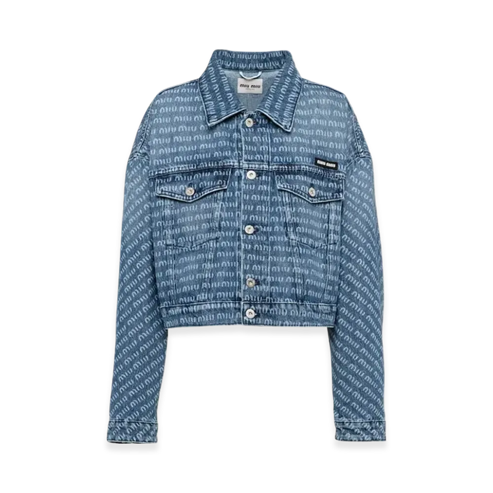 MIU MIU Women's Denim Blouson Jacket "Blue"