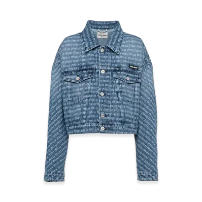 MIU MIU Women's Denim Blouson Jacket "Blue"