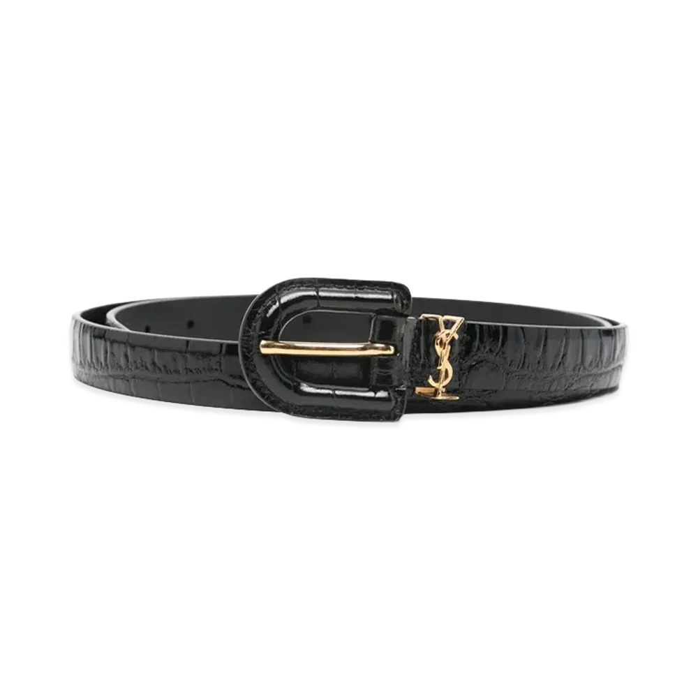 Saint Laurent Women's Leather Belt "Black"