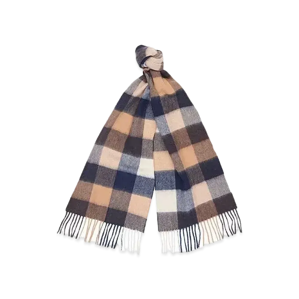 Barbour Lamb Wool Large Tattersall Scarf "Orange"