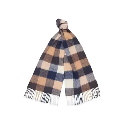 Barbour Lamb Wool Large Tattersall Scarf "Orange"