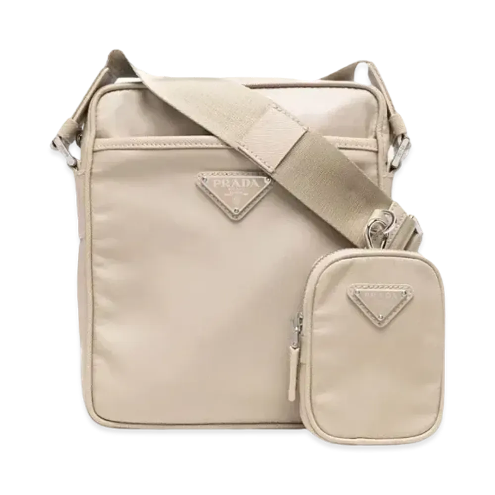 PRADA Re Nylon and Saffiano Leather Shoulder Bag "Desert Beige"