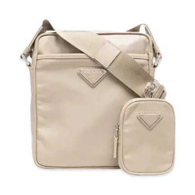 PRADA Re Nylon and Saffiano Leather Shoulder Bag "Desert Beige"
