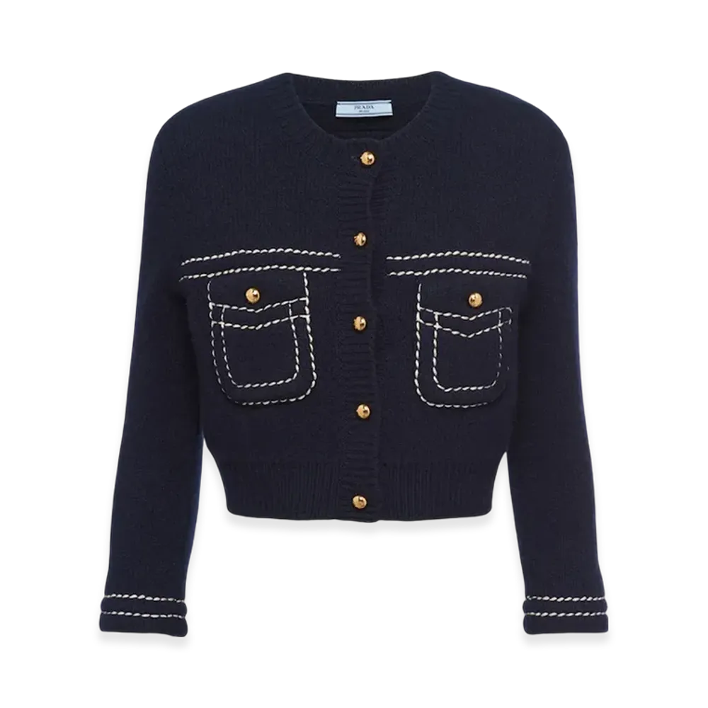 PRADA Women's Cashmere Cardigan "Navy"