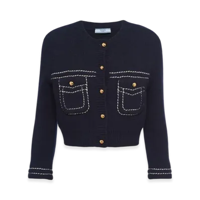 PRADA Women's Cashmere Cardigan "Navy"