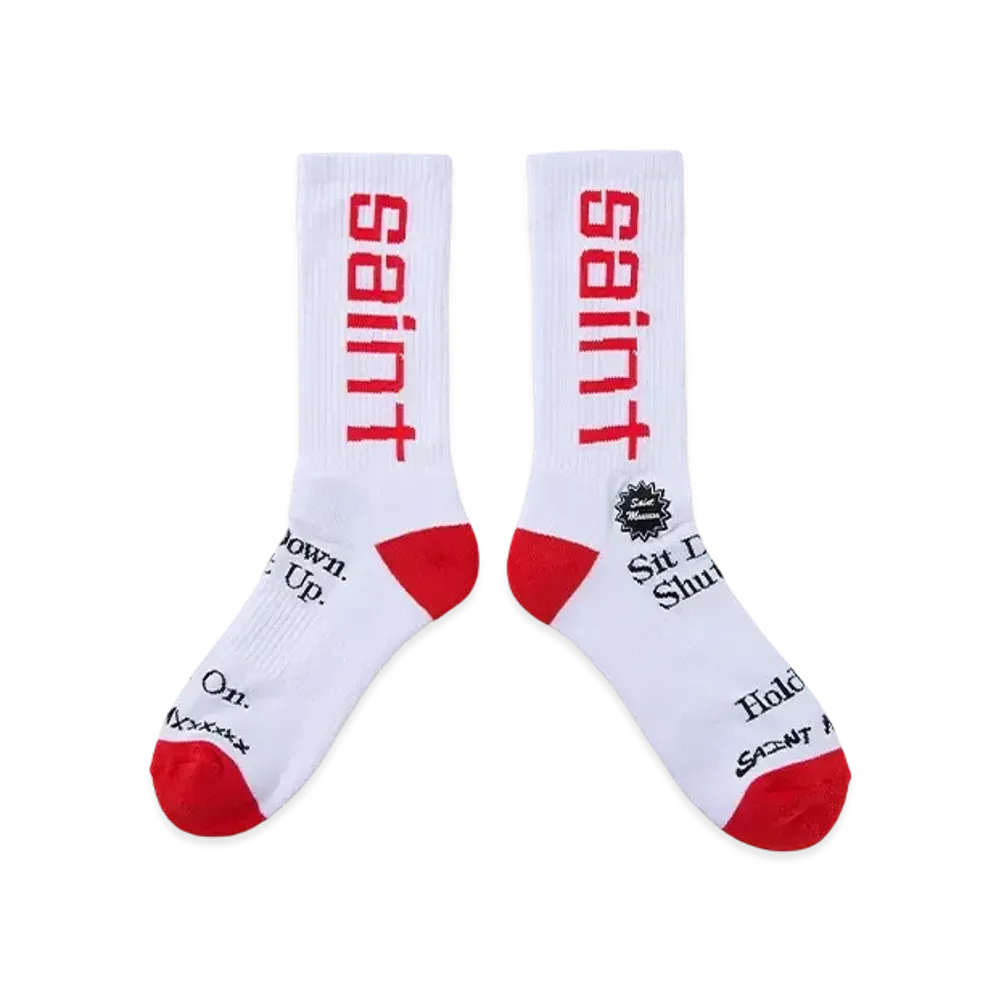 SAINT Mxxxxxx Socks Sit Down "White" SM-HR8-0000-104
