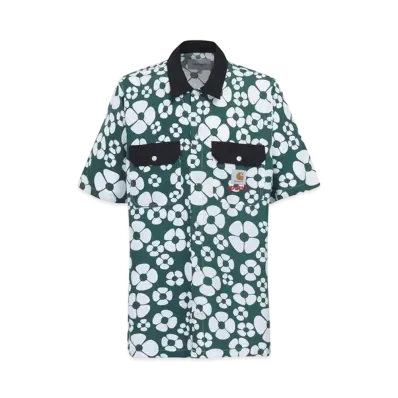 Marni x Carhartt WIP Green Short-Sleeved Floral Shirt "Forest Green"