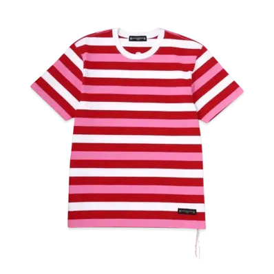 mastermind WORLD Stripe SS Tee "Red Pink White"