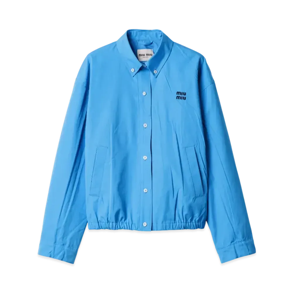 MIUMIU Women's Poplin Blouson Jacket "Light Blue"
