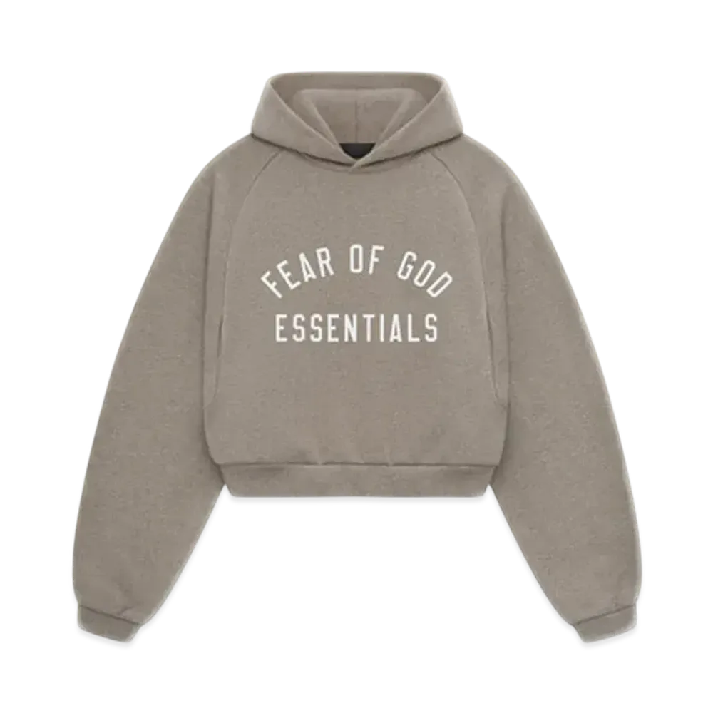 FEAR OF GOD Essentials Women's Fleece Cropped Hoodie "Heather Gray"