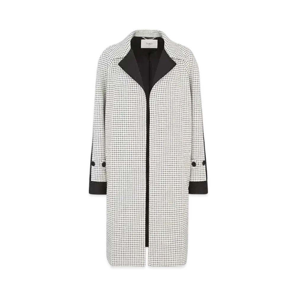 FENDI Women's Checked Wool Car Coat "White"