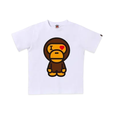 A BATHING APE Bape Kids Heart Baby Milo Tee "White"