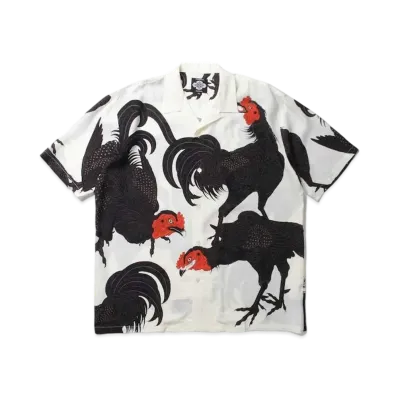 APHRODITEGANG GAKKIN × BUDSPOOL / Shamo S/S HAWAIIAN SHIRT "White"