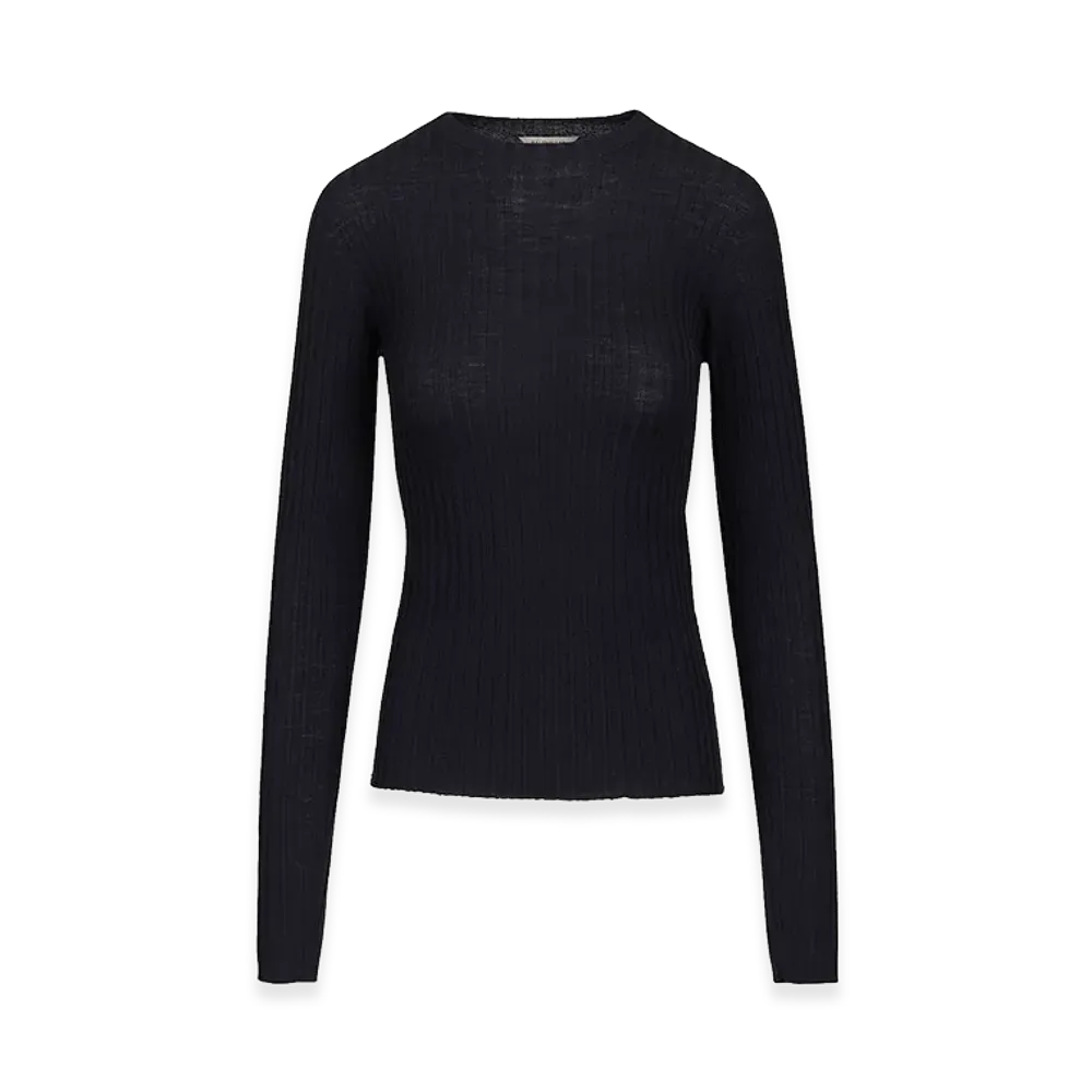 BALENCIAGA Women's Ribbed Knit Sweater "Blue"