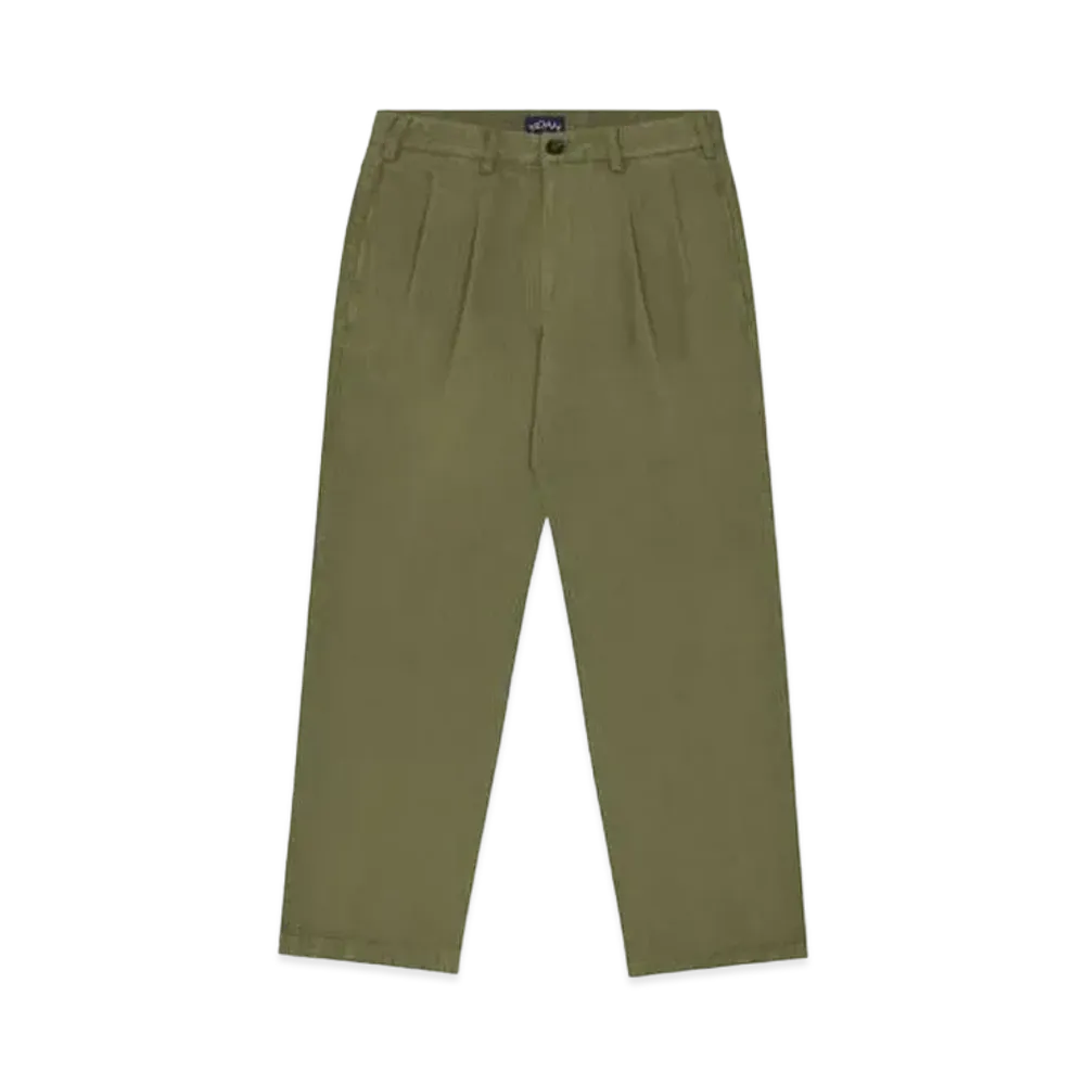 Noah Double Pleat Herringbone Trouser "Army Green"