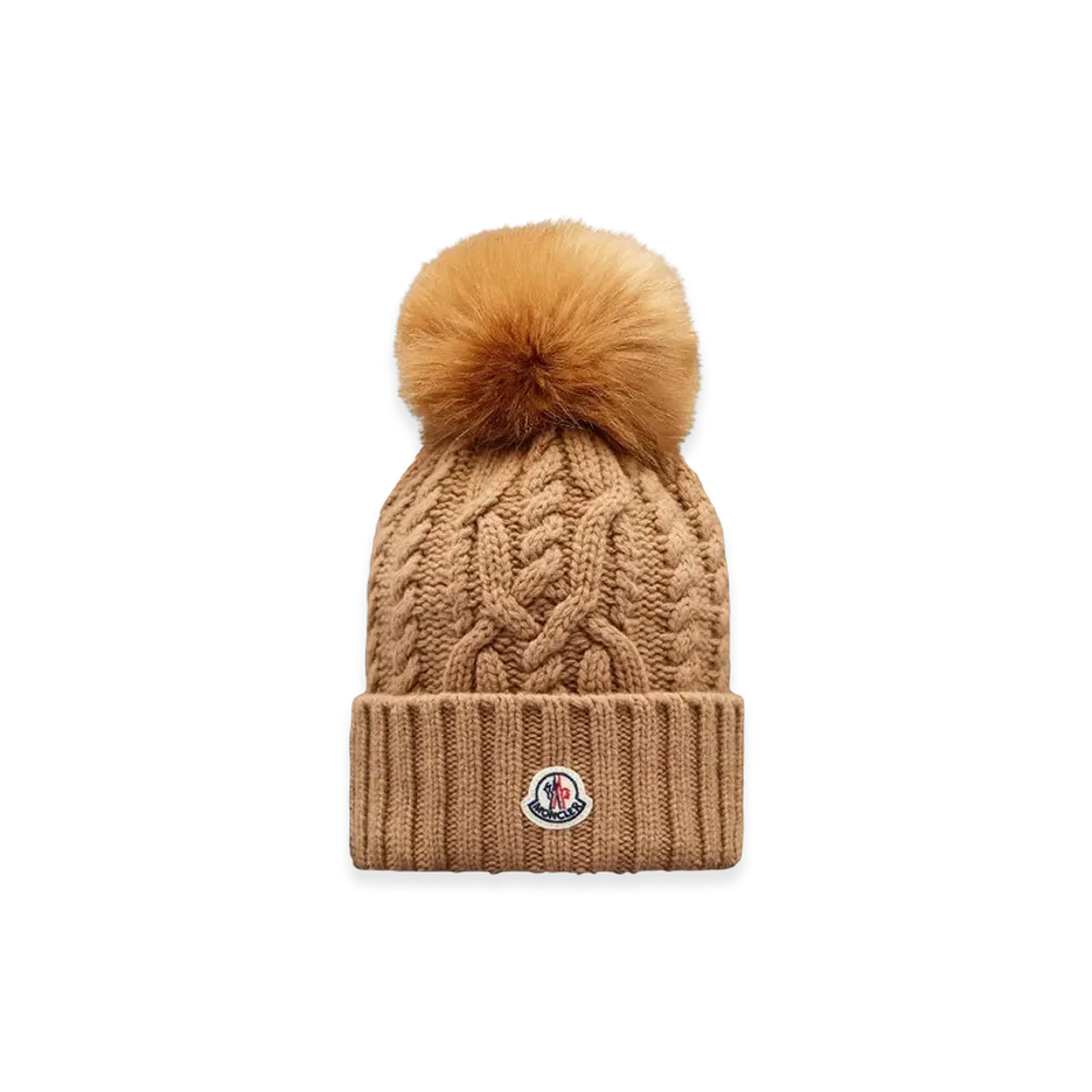 MONCLER Wool & Cashmere Beanie with Pom Pom "Beige"