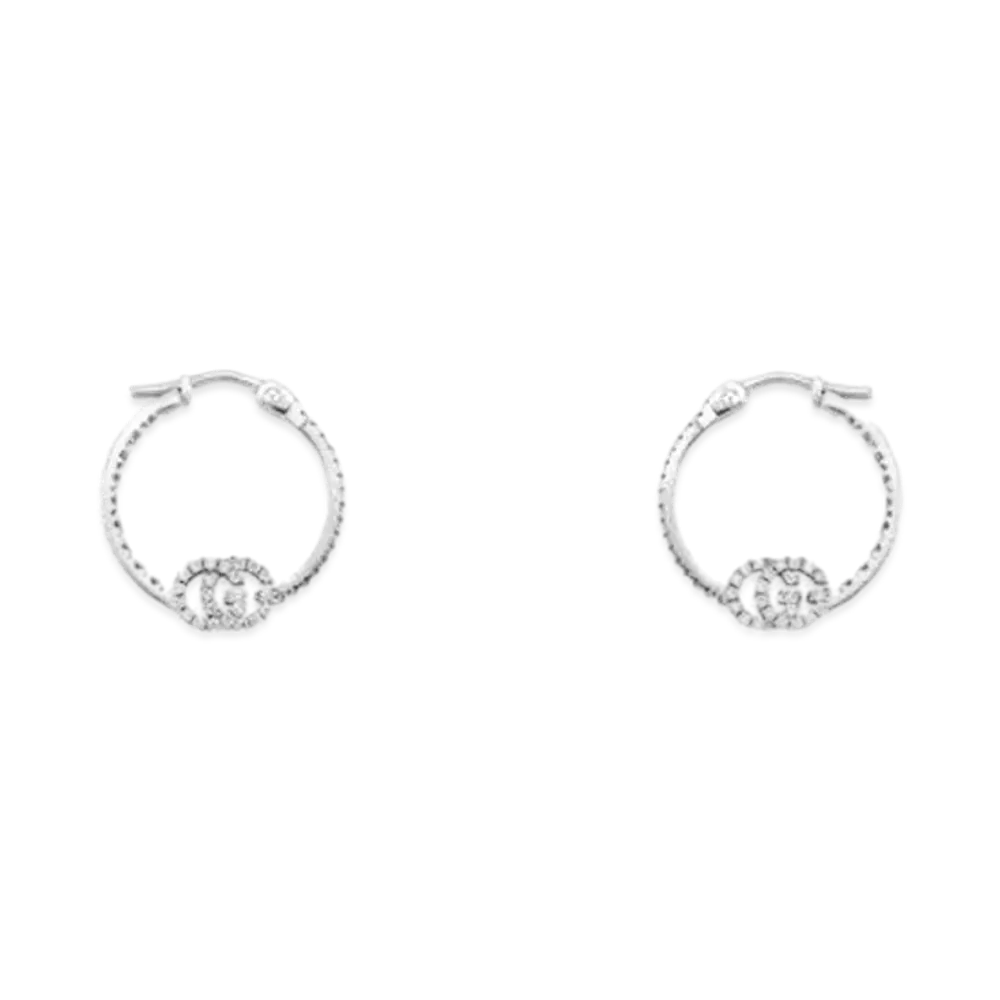GUCCI GG Running Earrings With Diamonds "Silver"