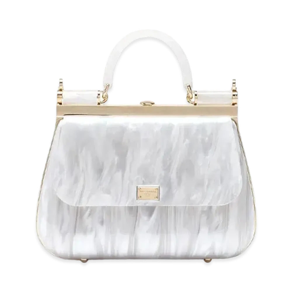 Dolce&Gabbana Sicily Box Bag Synthegala Mother Of Pearl "White"