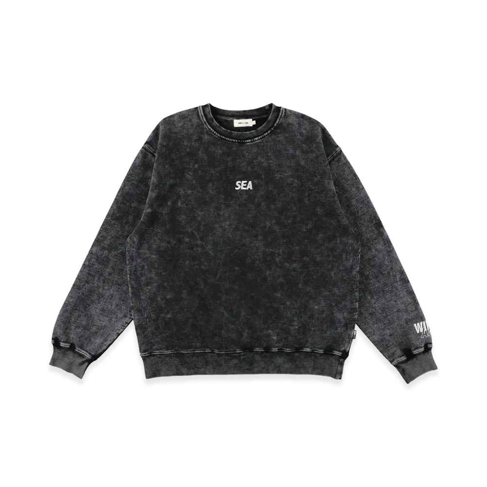 WIND AND SEA Aged Essential Crew Sweatshirts "Black"