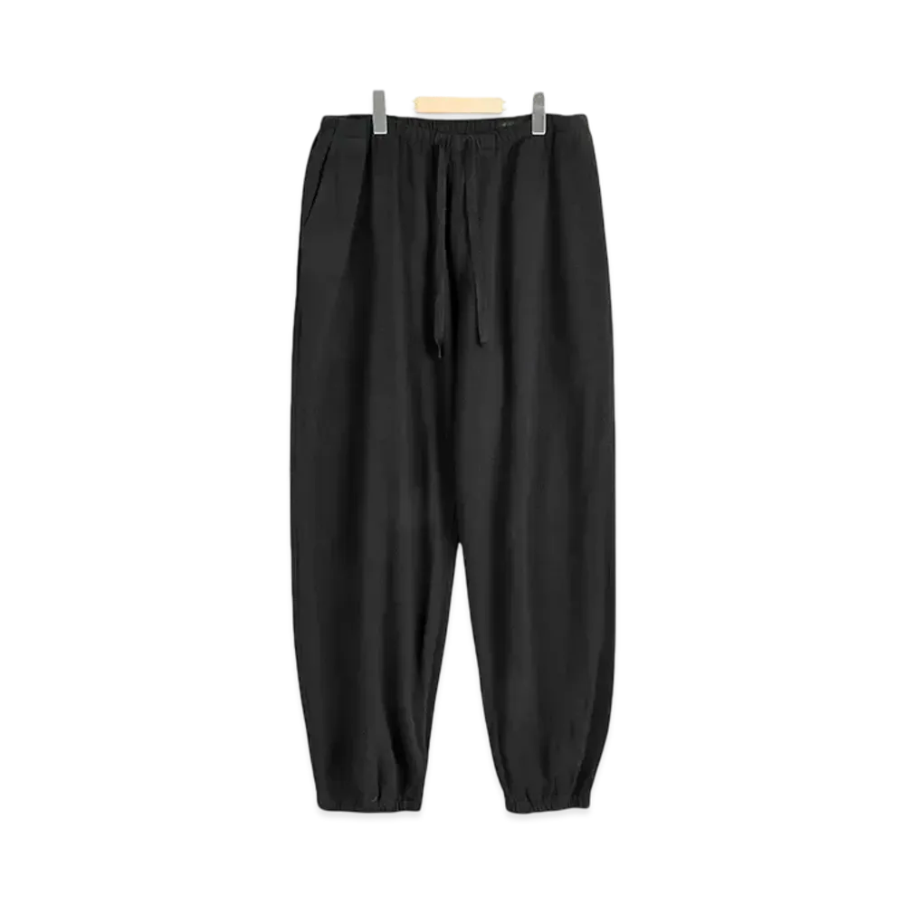 COMOLI Silk-Nep Drawstring Pants "Black"