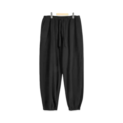 COMOLI Silk-Nep Drawstring Pants "Black"
