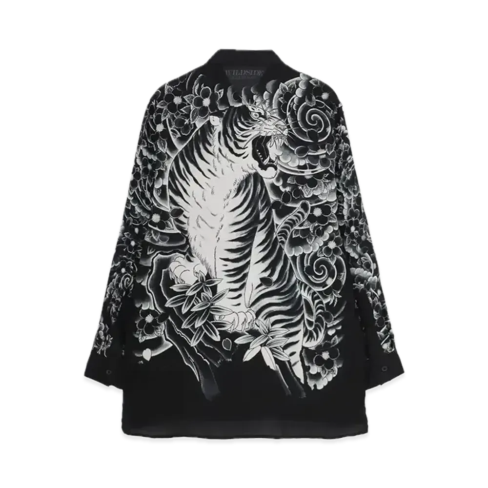 WILDSIDE Yohji Yamamoto x Ryu Ga Gotoku Studio Tora Rayon Print Shirt "Black"
