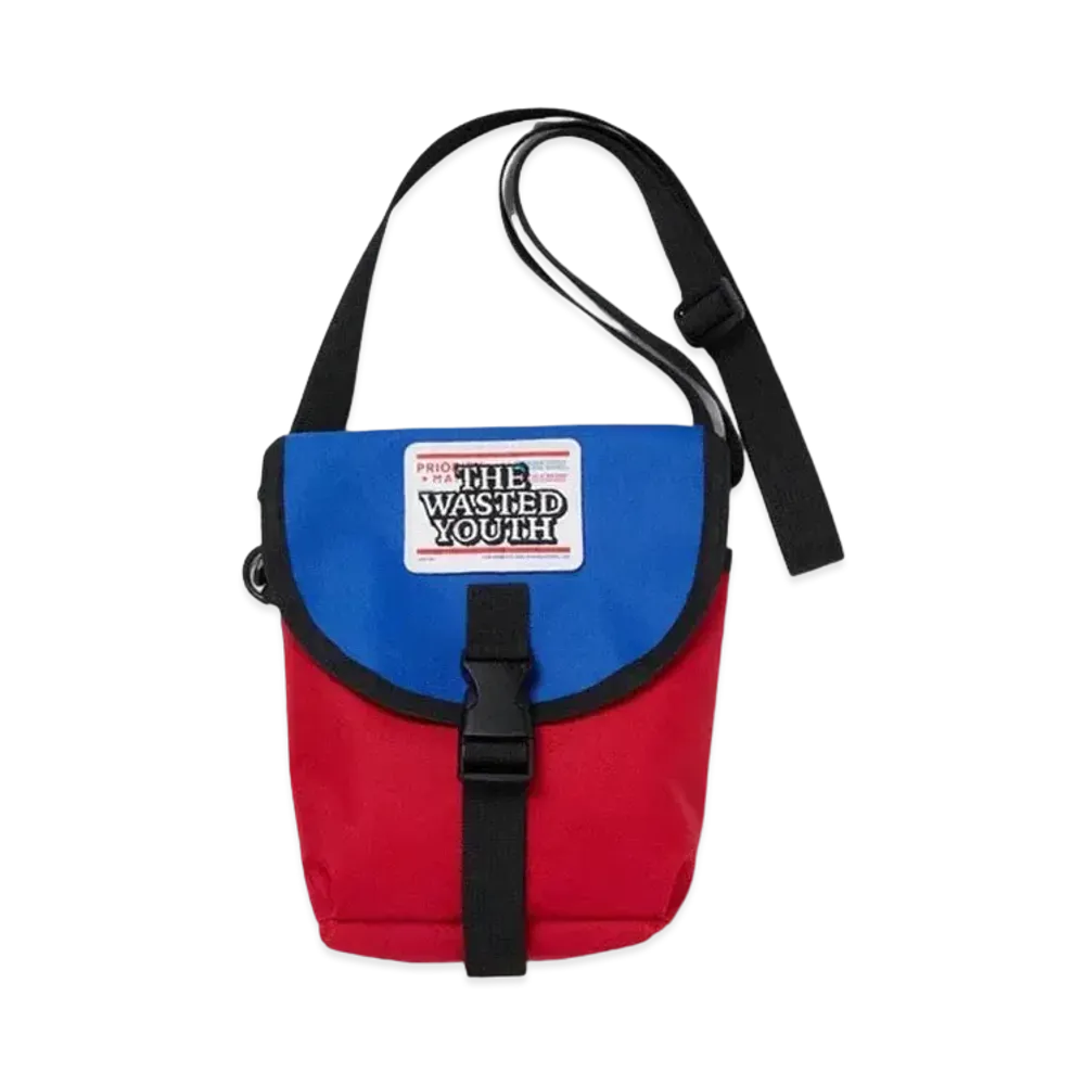 BlackEyePatch x Wasted Youth PRIORITY LABEL SHOULDER BAG "Blue/Red" / VERDY