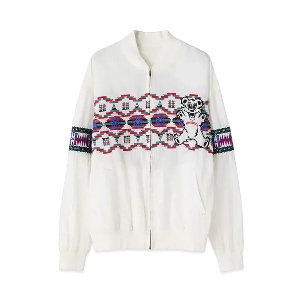 HYSTERIC GLAMOUR Fire Bear&Native Pattern Embroidery Blouson "White"